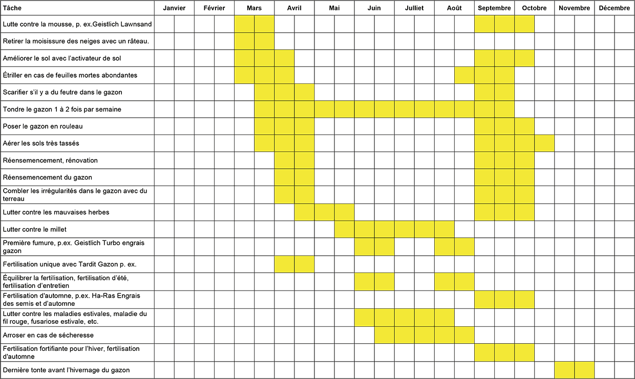 Plan d’entretien annuel du gazon